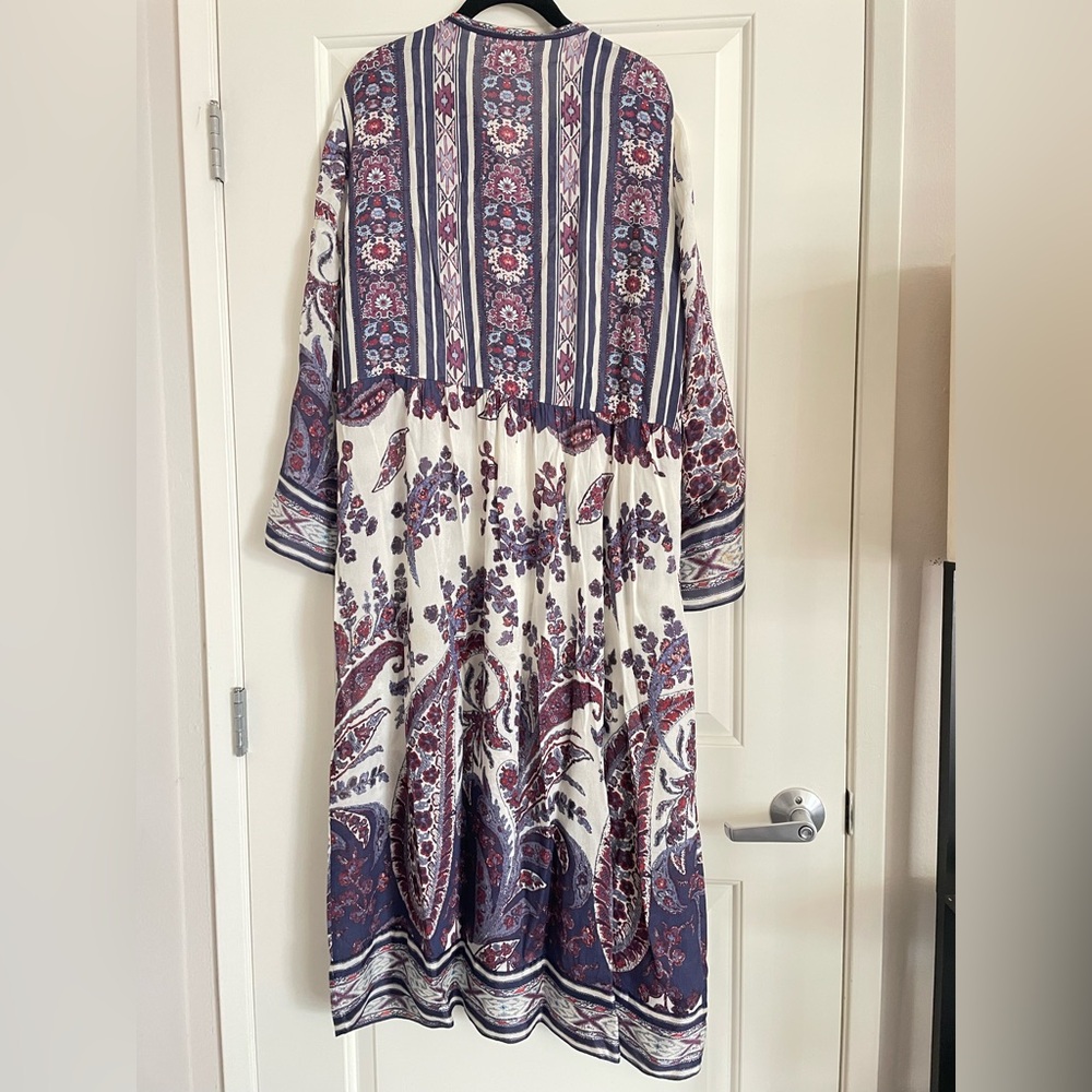Isabel Marant Etoile Tilda Paisley Print Boho Sheer Midi Kaftan Dress US Sz 2-4 - Picture 4 of 9